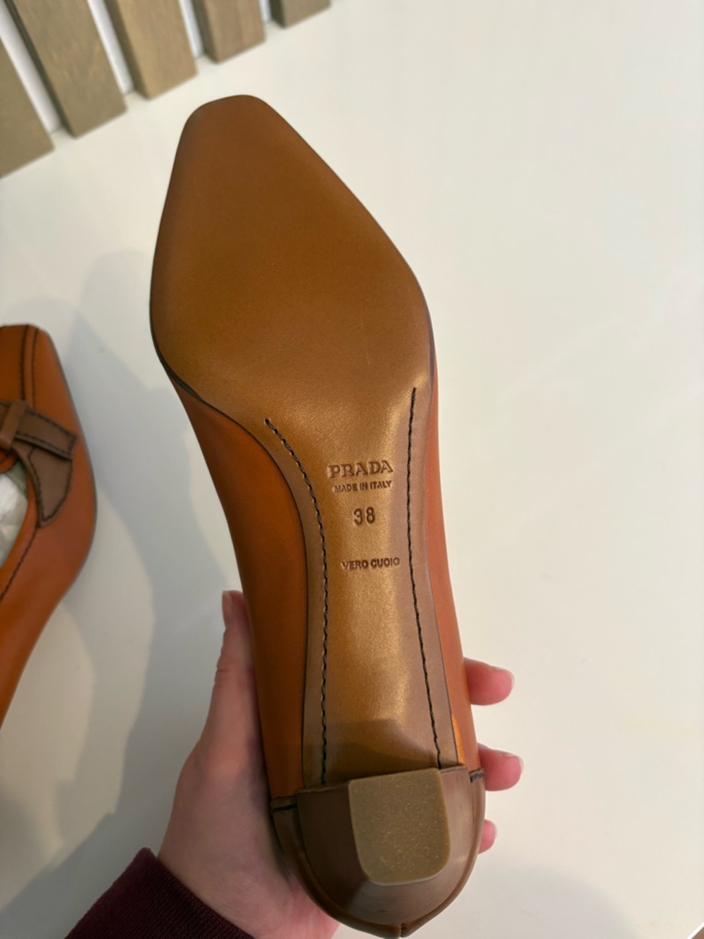 Prada Tan Leather Kitten Heels - Never Worn - Picture 4 of 4